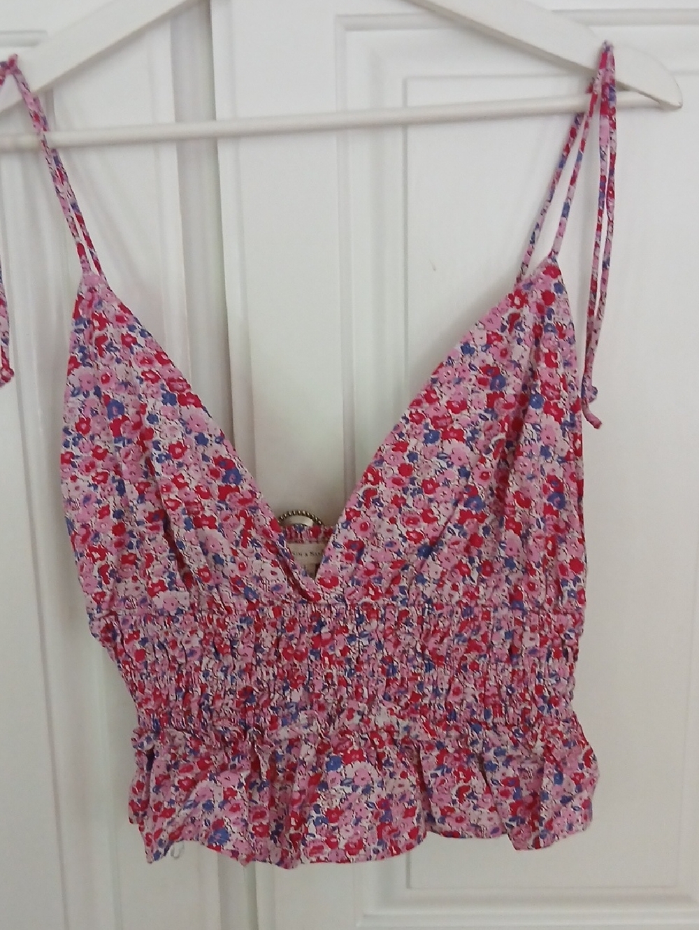 Sim & Sam Cotton Ruched Crop Top Size Large - Picture 2 of 7